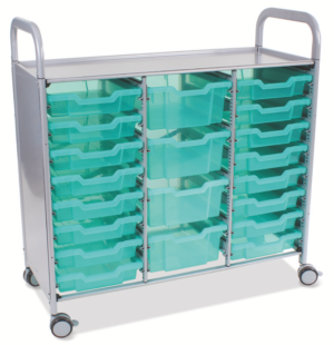 Callero Shield Antimicrobial Treble Trolley with Shallow and Deep Trays