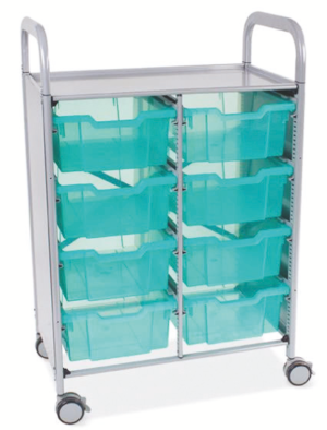 Double Callero Plus Antimicrobial Trolley, Silver, 8 Deep Trays